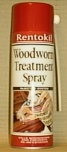 Spray can of woodworm treatment which includes a special flight hole injection nozzle.
